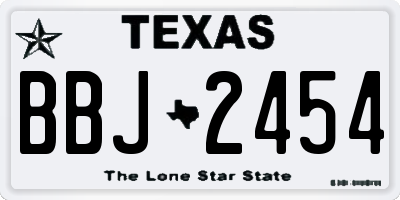 TX license plate BBJ2454