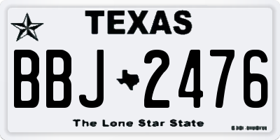TX license plate BBJ2476