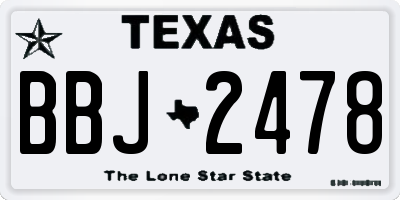TX license plate BBJ2478