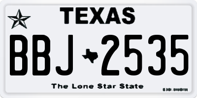 TX license plate BBJ2535