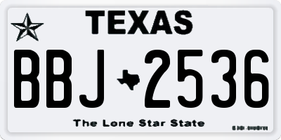TX license plate BBJ2536