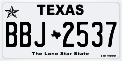 TX license plate BBJ2537