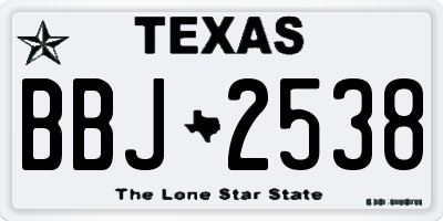 TX license plate BBJ2538
