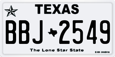 TX license plate BBJ2549