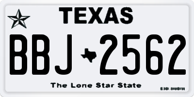 TX license plate BBJ2562
