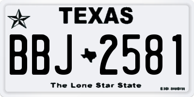 TX license plate BBJ2581