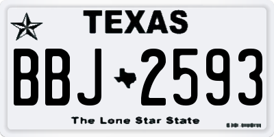 TX license plate BBJ2593