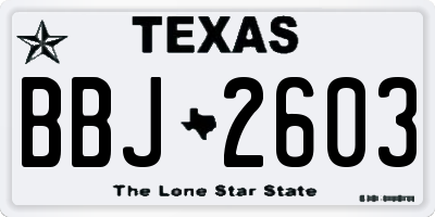 TX license plate BBJ2603