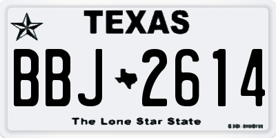 TX license plate BBJ2614