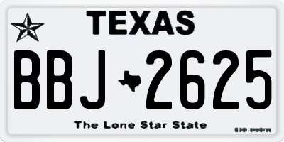 TX license plate BBJ2625
