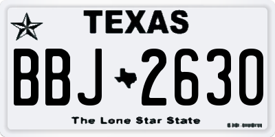 TX license plate BBJ2630