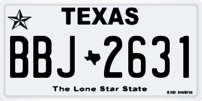 TX license plate BBJ2631