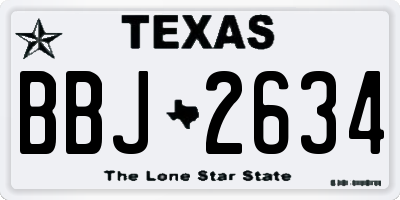 TX license plate BBJ2634