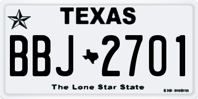 TX license plate BBJ2701