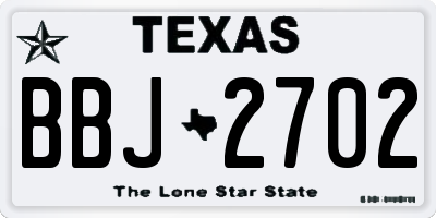 TX license plate BBJ2702