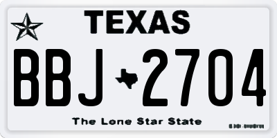 TX license plate BBJ2704