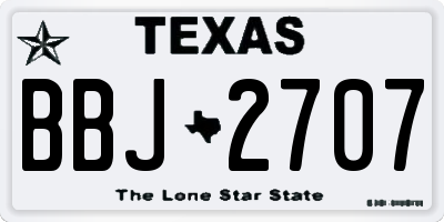 TX license plate BBJ2707
