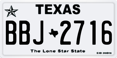 TX license plate BBJ2716