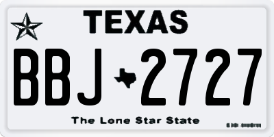 TX license plate BBJ2727