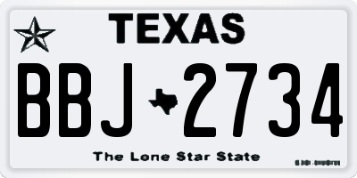 TX license plate BBJ2734