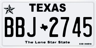 TX license plate BBJ2745