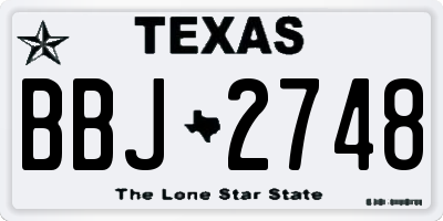 TX license plate BBJ2748