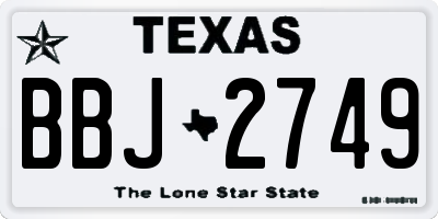 TX license plate BBJ2749