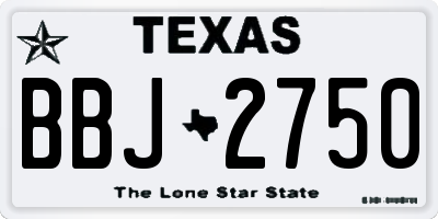 TX license plate BBJ2750