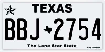 TX license plate BBJ2754