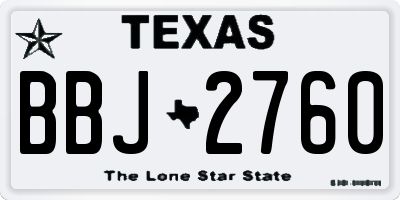 TX license plate BBJ2760