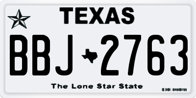 TX license plate BBJ2763