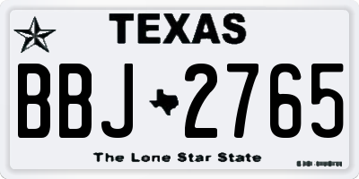 TX license plate BBJ2765