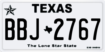 TX license plate BBJ2767