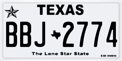 TX license plate BBJ2774
