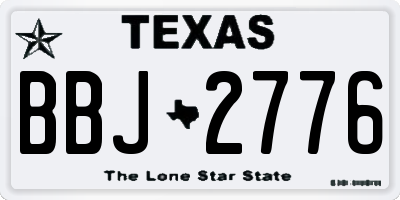 TX license plate BBJ2776