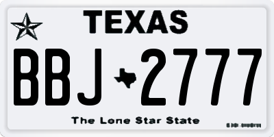 TX license plate BBJ2777