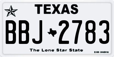 TX license plate BBJ2783