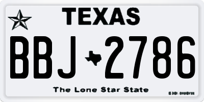 TX license plate BBJ2786