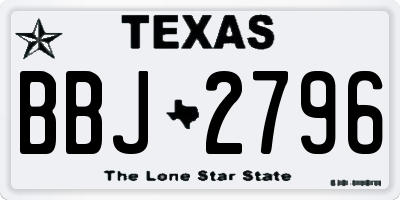 TX license plate BBJ2796