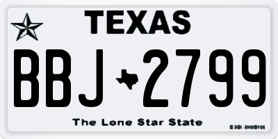 TX license plate BBJ2799
