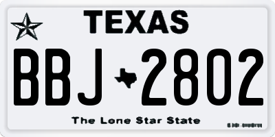 TX license plate BBJ2802