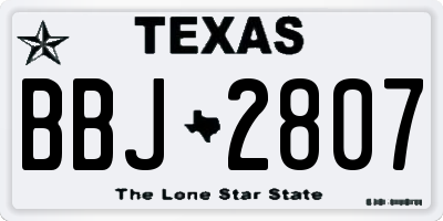 TX license plate BBJ2807