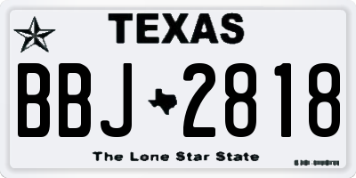 TX license plate BBJ2818
