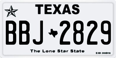 TX license plate BBJ2829
