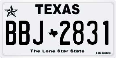 TX license plate BBJ2831