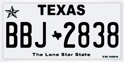 TX license plate BBJ2838