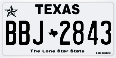 TX license plate BBJ2843
