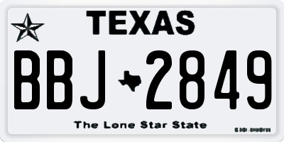 TX license plate BBJ2849