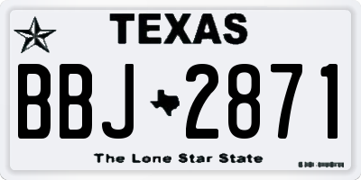 TX license plate BBJ2871