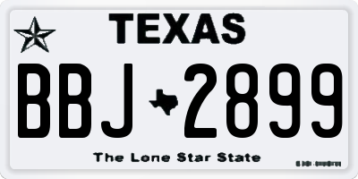TX license plate BBJ2899